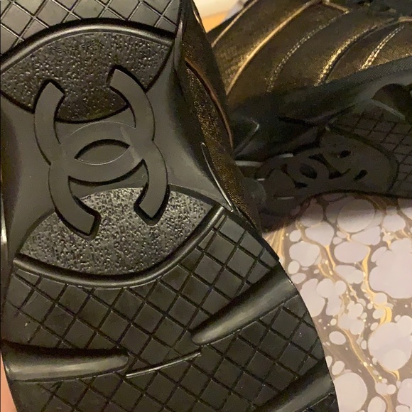 CHANEL Gold and Black Sneakers - Picture 6 of 6